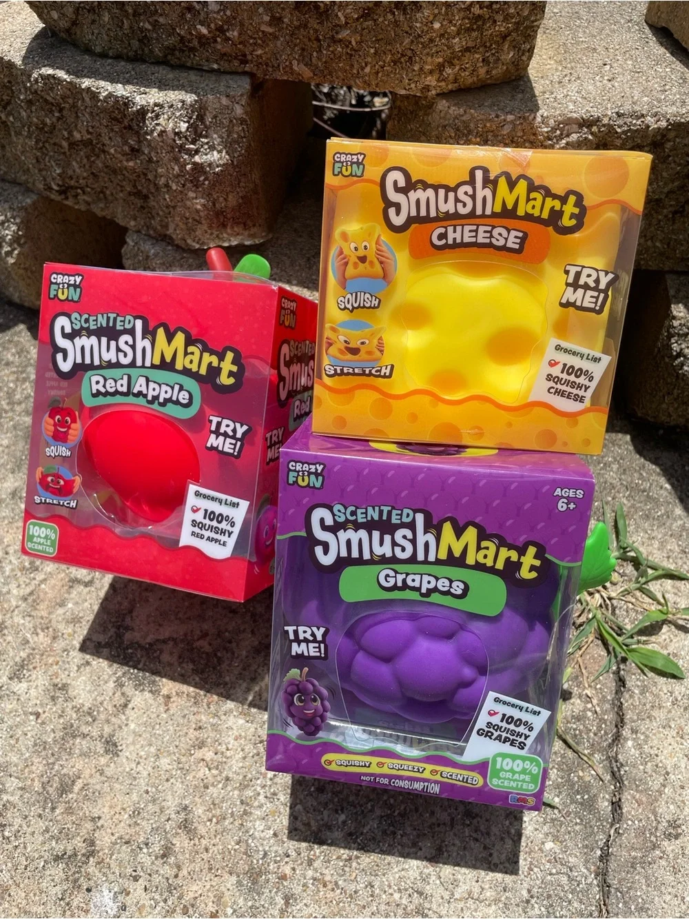 Scented SmushMart Red Apple, Cheese & Grapes Squishy Toys - Set of 3